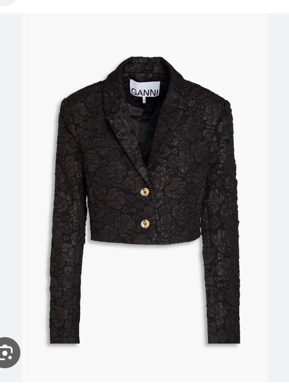 Ganni Cropped Floral Jacquard Blazer